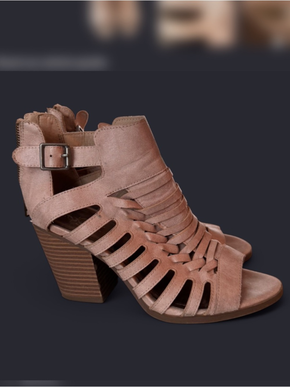 Tan heel leather cutout sandals size 9